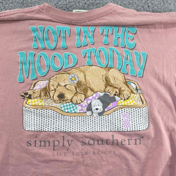 Simply Southern Tops - Simply Southern Not in mood today dog puppy Womens Short Sleeve T Shirt Large